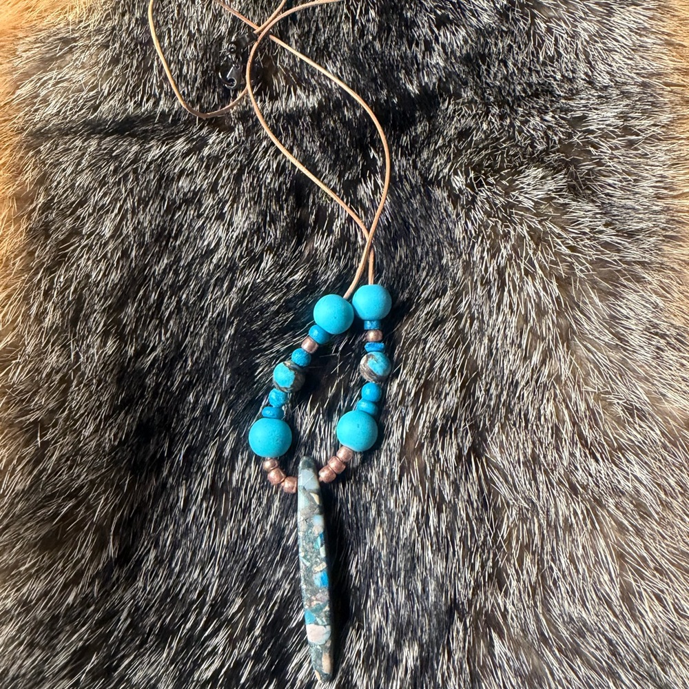 Turquoise and Brown Beaded Necklace